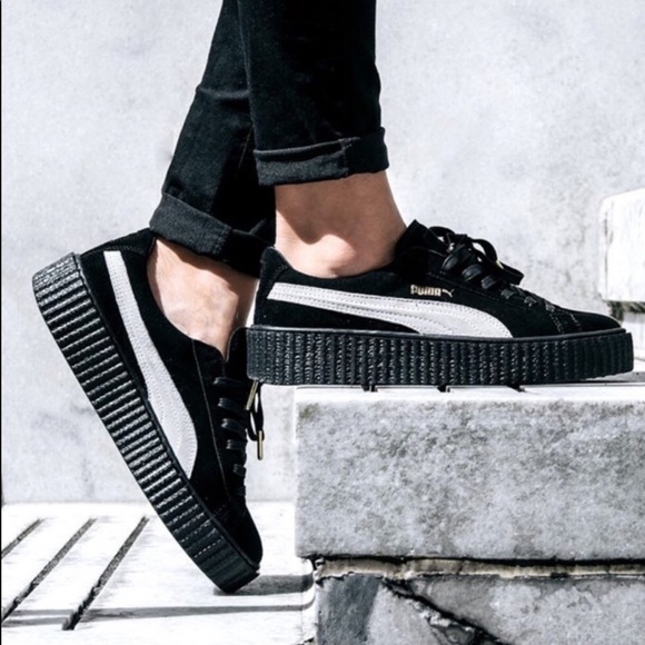Rihanna Fenty Black - White Star Suede Creepers - Picture 8 of 8